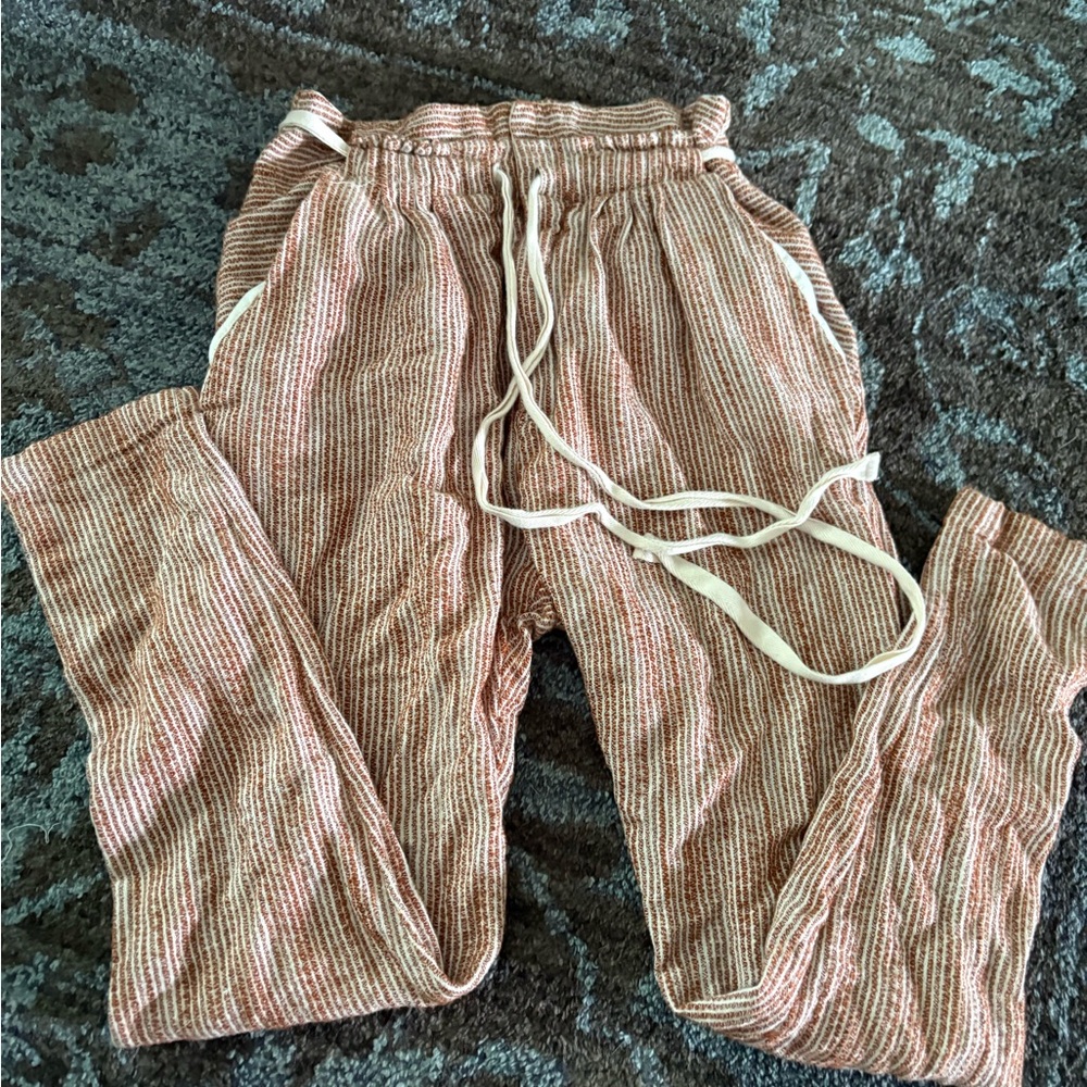 Free People Cream and Copper Textured Pants